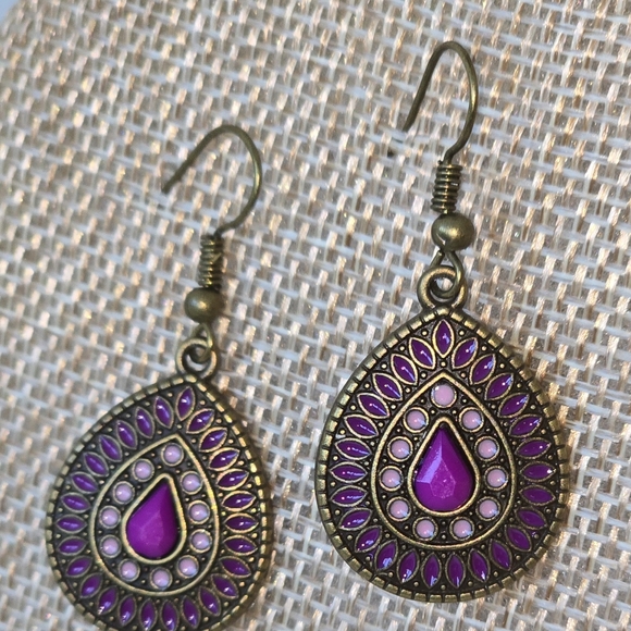 Rhinestone Teardrop Dangle Earrings - Picture 3 of 7